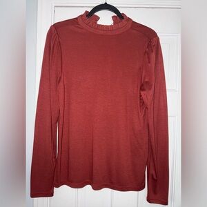 NWOT Ann Taylor Factory Rust Mock Neck Long Sleevw Top SZ Small